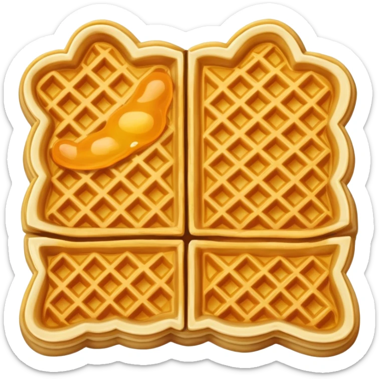 Hong Kong Egg Waffle bubble shaped golden pastry, simplified emoji style with bold outlines and bright colors, cartoon style Chinese street snack Gai Dan Jai sticker