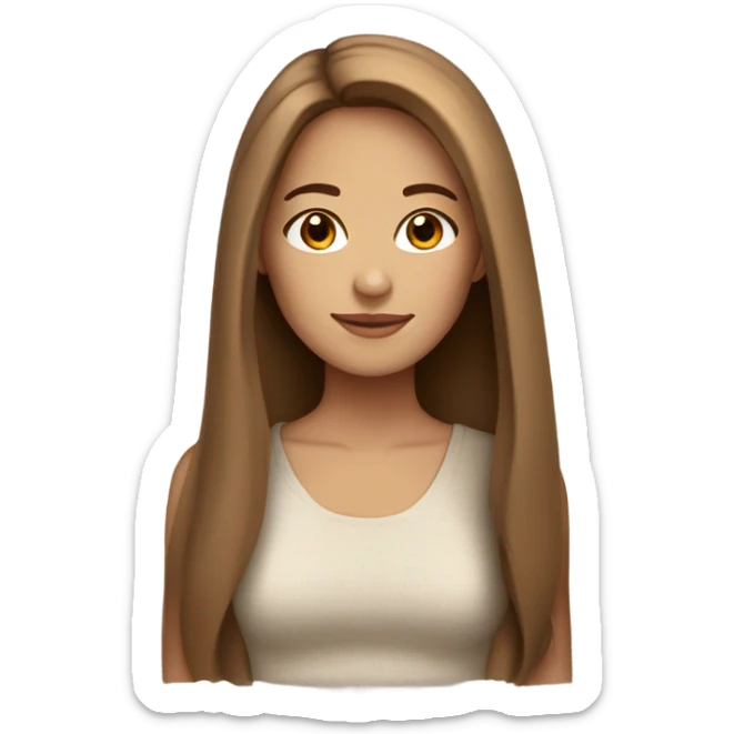 Beautiful woman, straight long light brown hair, brown eyes, cozy sticker