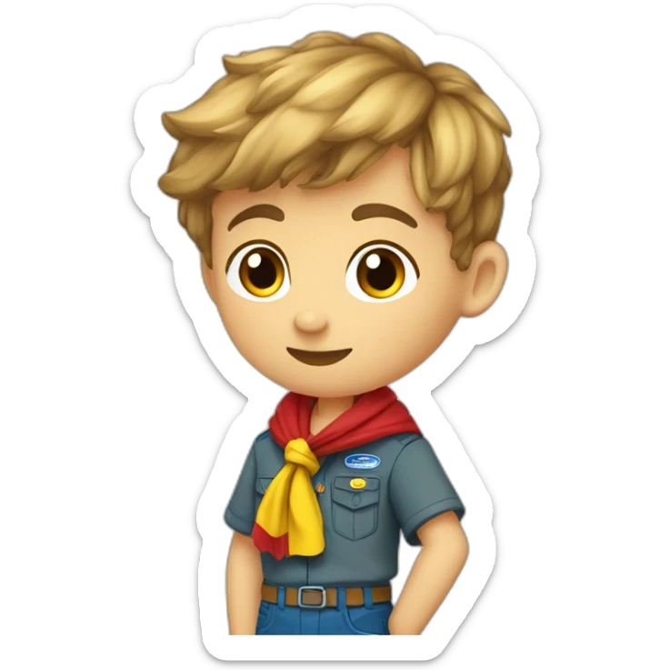 Scout boy with a RED ans YELLOW knotted scarf ans à blue scout shirt sticker