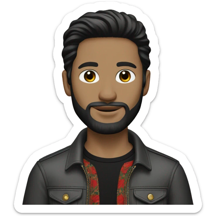 guy with white skin gucci shirt and black mid-length hair with lined beard  sticker