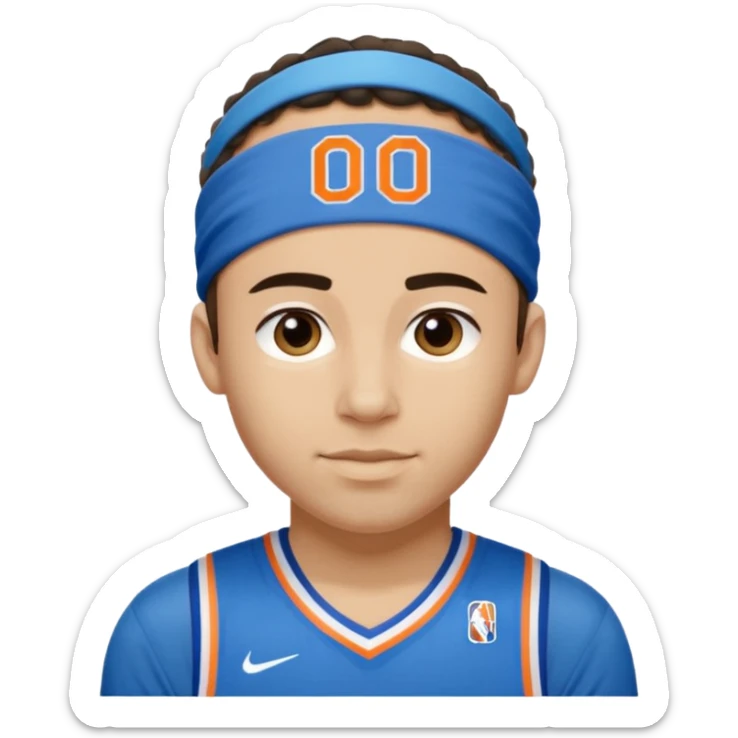Shai Gilgous alexanderd wearing his okc blue jersey with number two with his blue headband on sticker