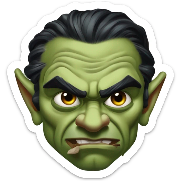 Warcraft half-orc Zlatan in Uncle Scrooge style, oil paint, mysterious eyes, intricate lips, masterpiece pose, odd perspective, beautiful, desirable, logical sticker