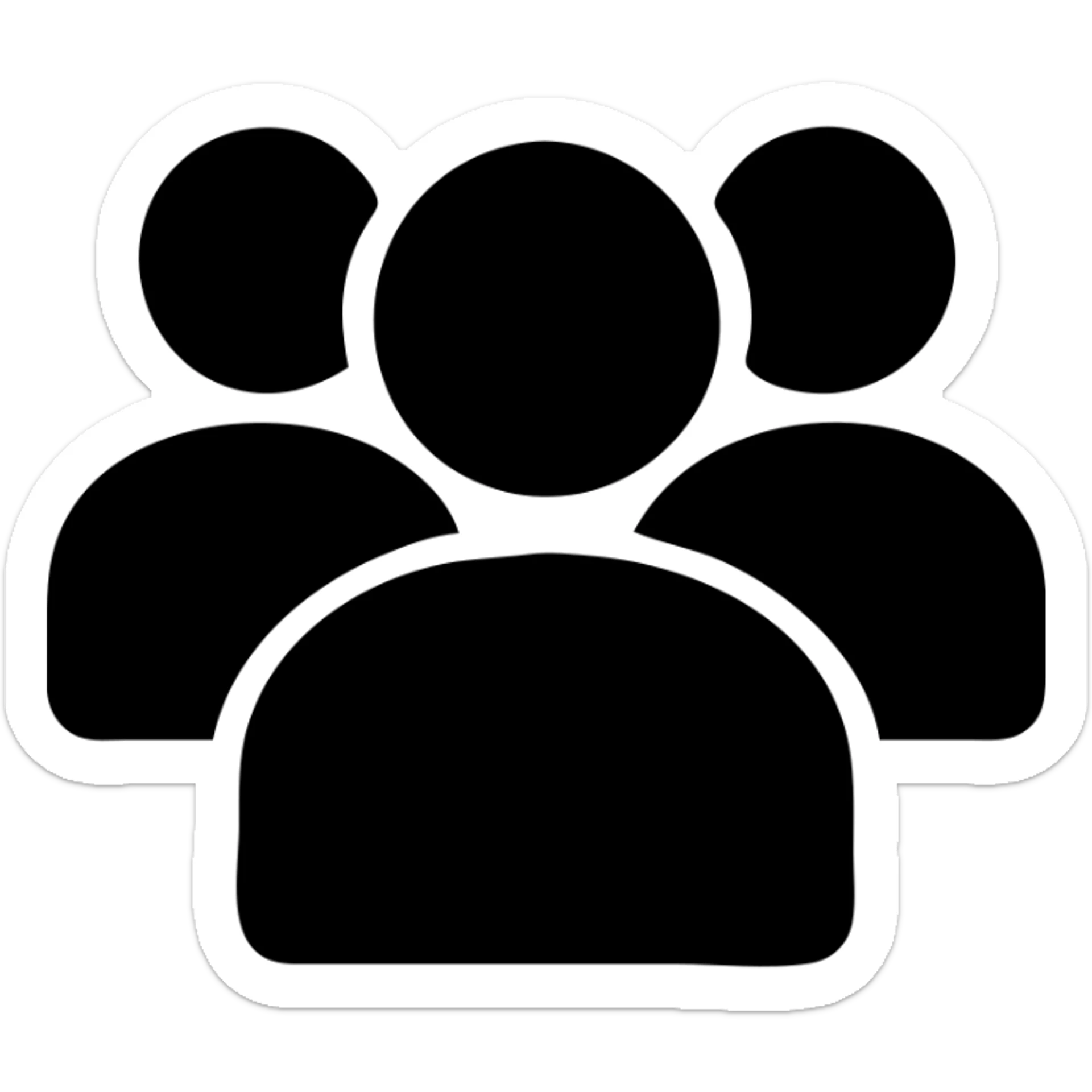 simple silhouette representing followers: group of stylized people, no facial details, solid shape without borders, orange color #fe6601, transparent background sticker