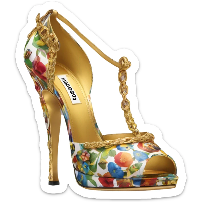 Dolce and Gabbana high heels with colourful print and golden detais  sticker