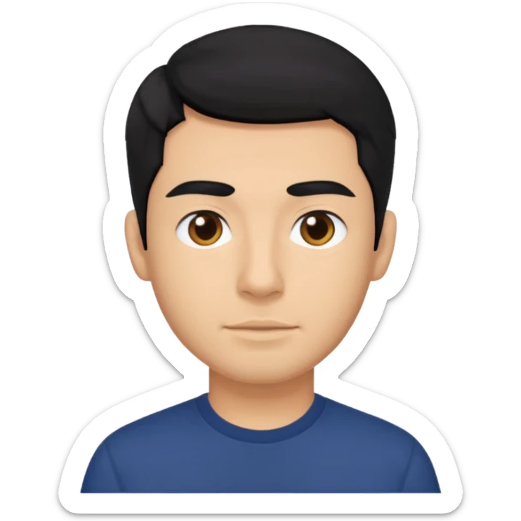 Chico de pelo negro piel aceitunada y camisa azul marino sticker