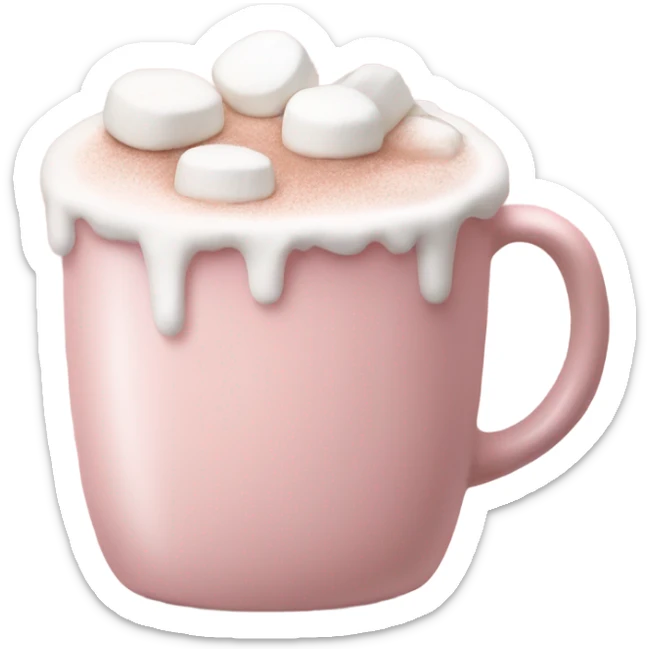 Light Pink mug of hot chocolate with marshmallows  sticker