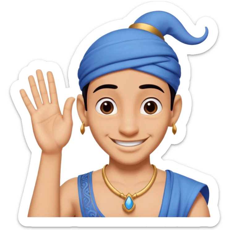 Genie from Aladdin. make several options for the genie from alladin cartoon for the further animation, i want that he shows the like sign with his left hand and smiles sticker