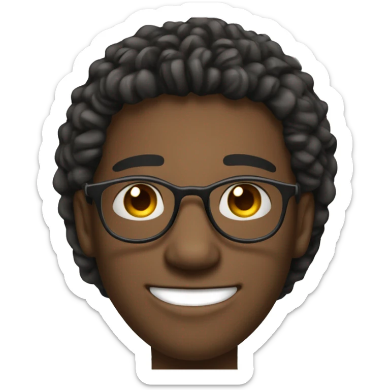 young man of about 20 years old, networker and trader with circular glasses, smiling and straight hair sticker