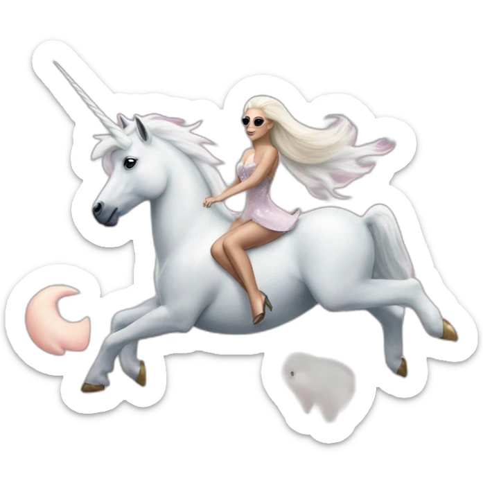 Ariana Grande riding a unicorn and Lady Gaga riding polar bear sticker