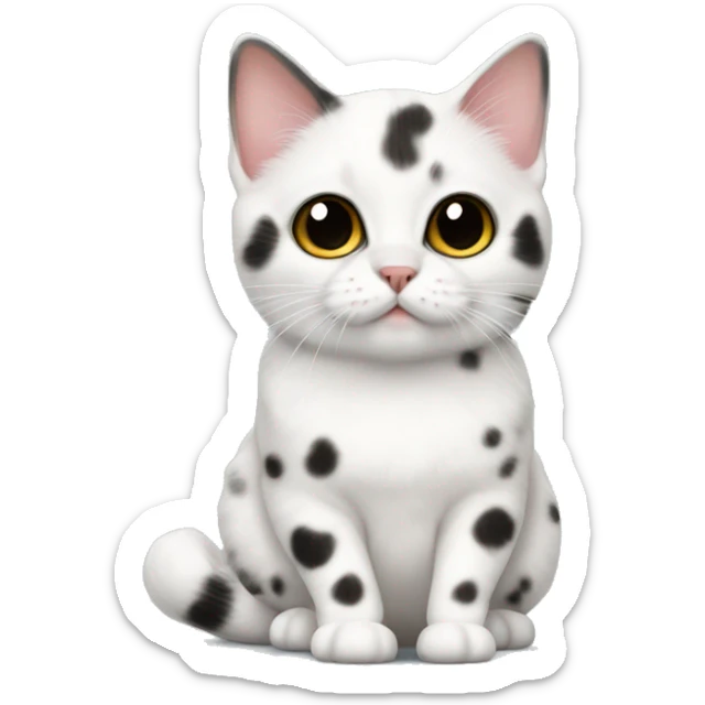 Munchkin cat white color with black spots as in the British breed sticker