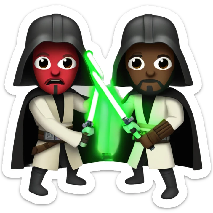 Dark Vador fight Obi-Wan Kenobi green and red lightsabers sticker