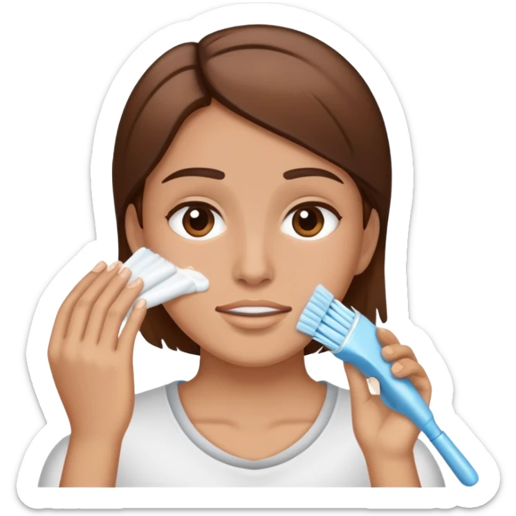 Make me a person that he has a brown hair and he are cleaning his face  sticker