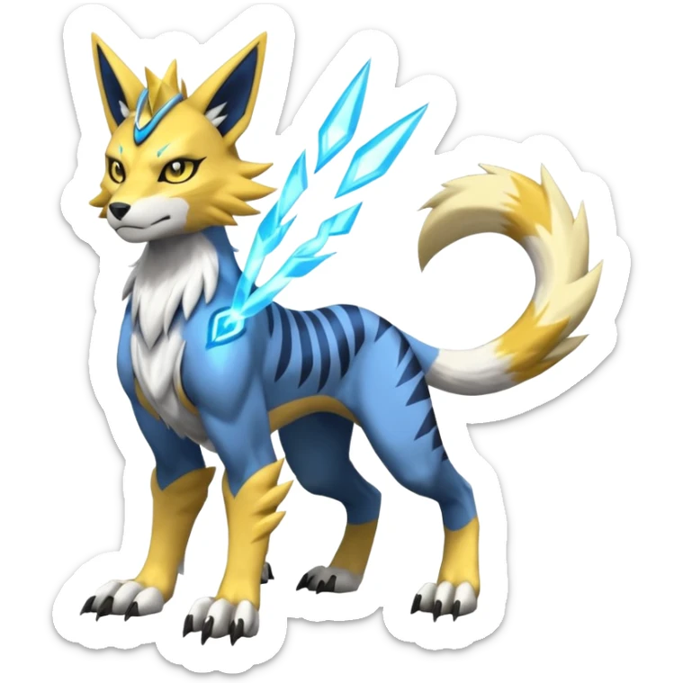 Zeraora-Renamon-Lombax-Weregarurumon-fusion-creature (full body sticker