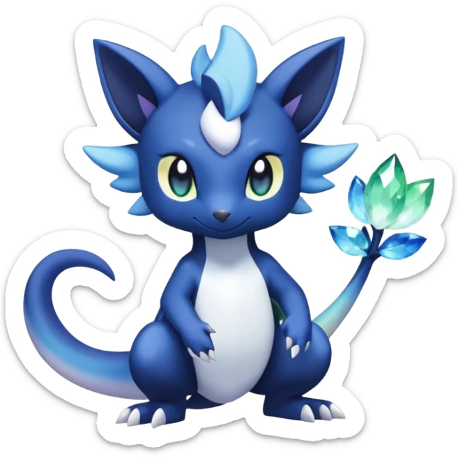 Rainbow crystal mix Shiny pastel Salandit-Meowstic-Noibat-Fakémon-hybrid-creature (full body)  sticker