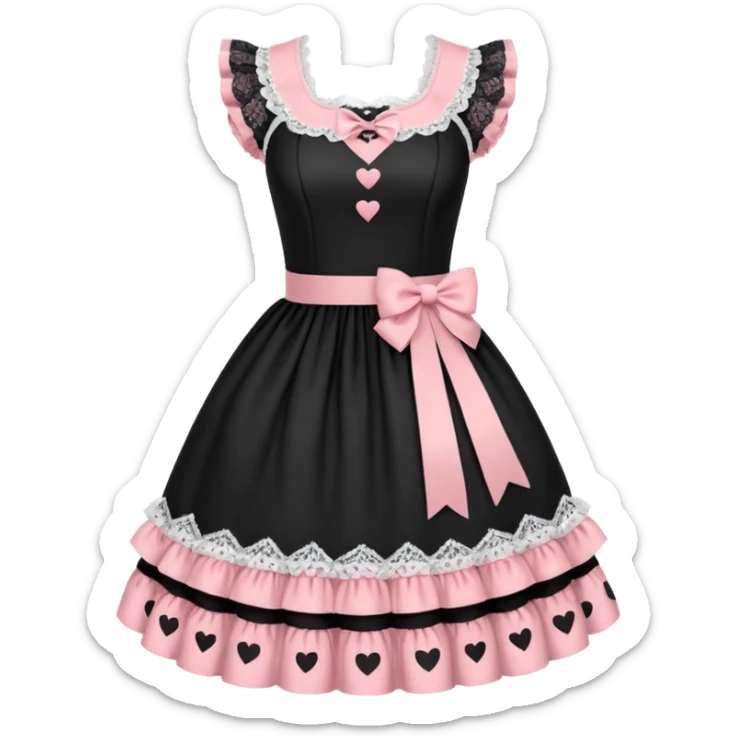 lolita dress ,  hearts, black and pink, cute,  sticker