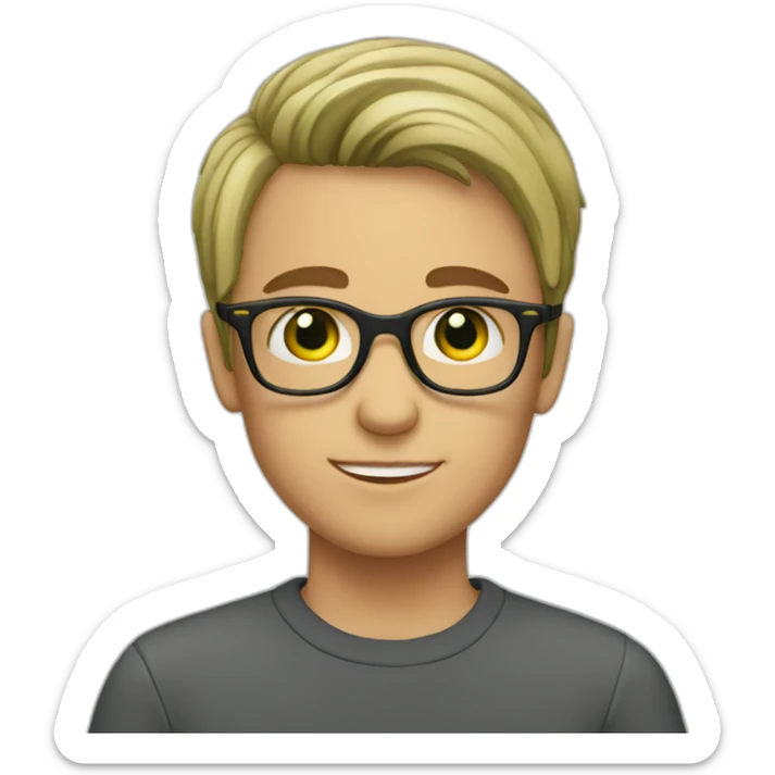 Boy with glasses short hair green eyes sticker