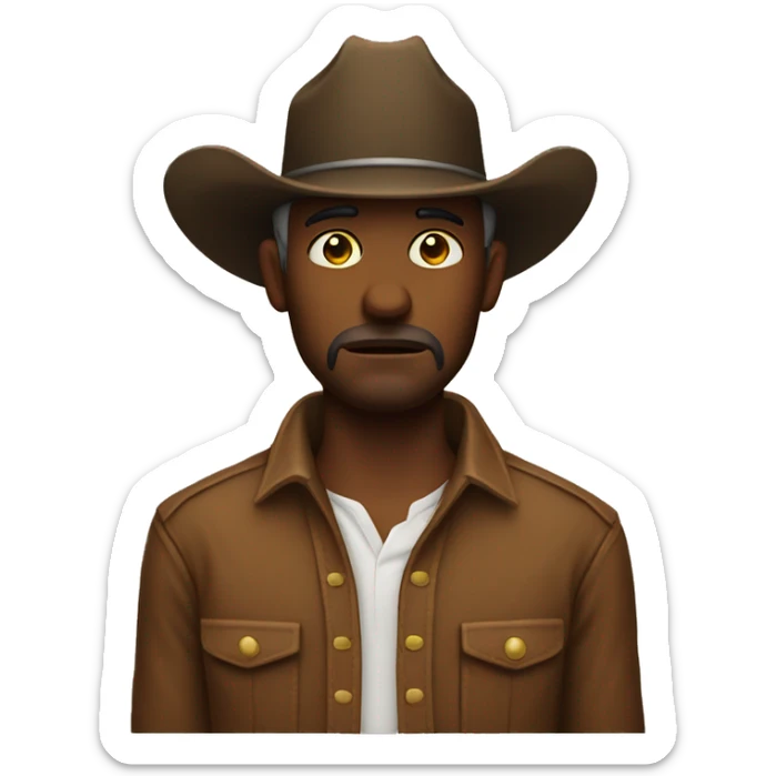 Sad cowboy emoji in the style of Apple’s emojis sticker