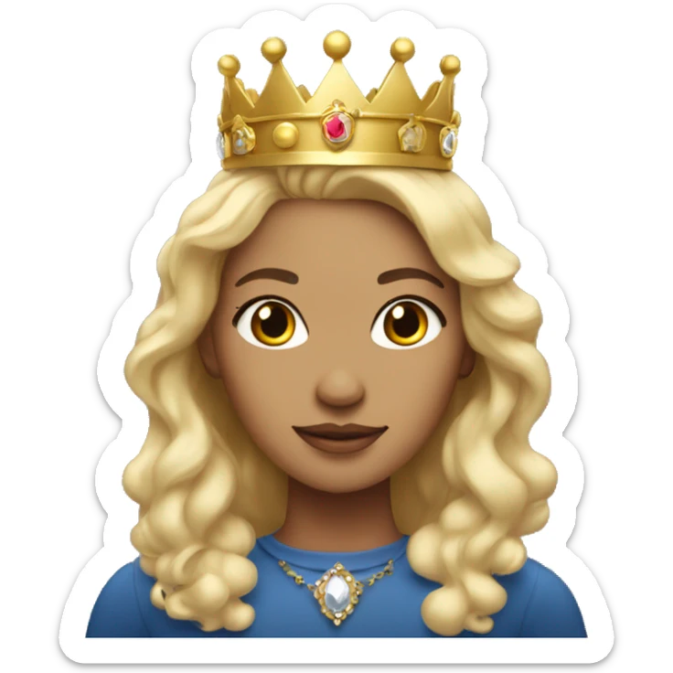Beautiful light skin blonde woman with crown on her head sticker