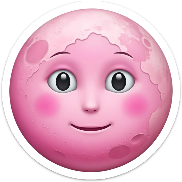 Pink moon with no eyes, no nose, no eyebrows and no mouth sticker