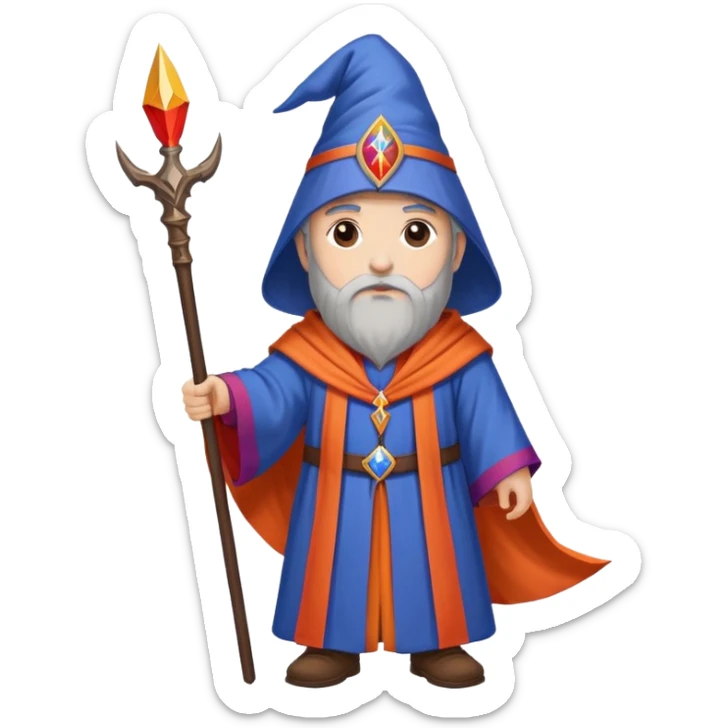 Wizard with Armenian flag colors (red, blue, and orange) on robe, holding a staff sticker