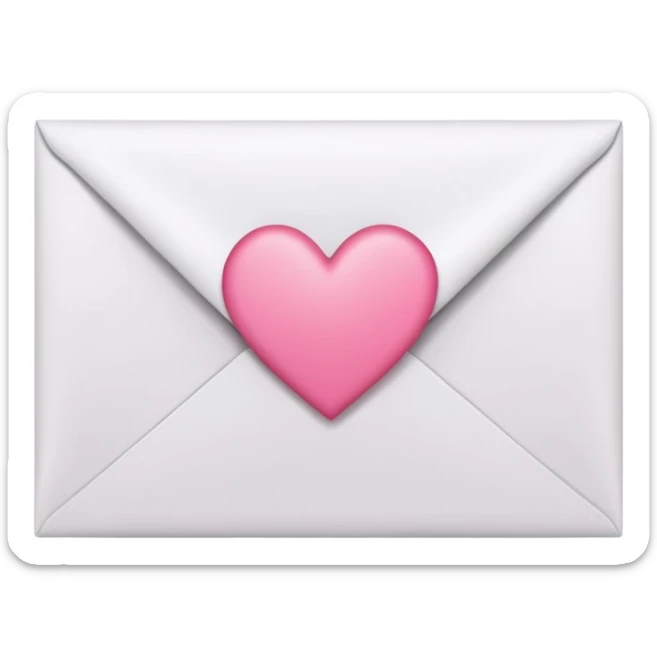 A close-up photograph of a simple white paper envelope sealed with a small, pink heart, natural lighting sticker
