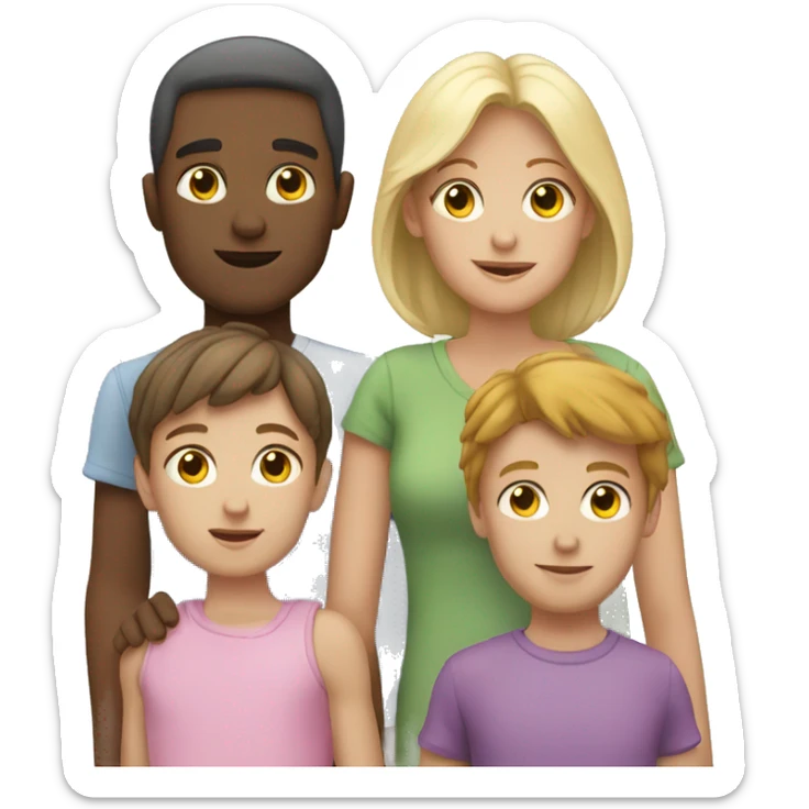 white Family with 3 kids : 1 girl and 2 boys sticker