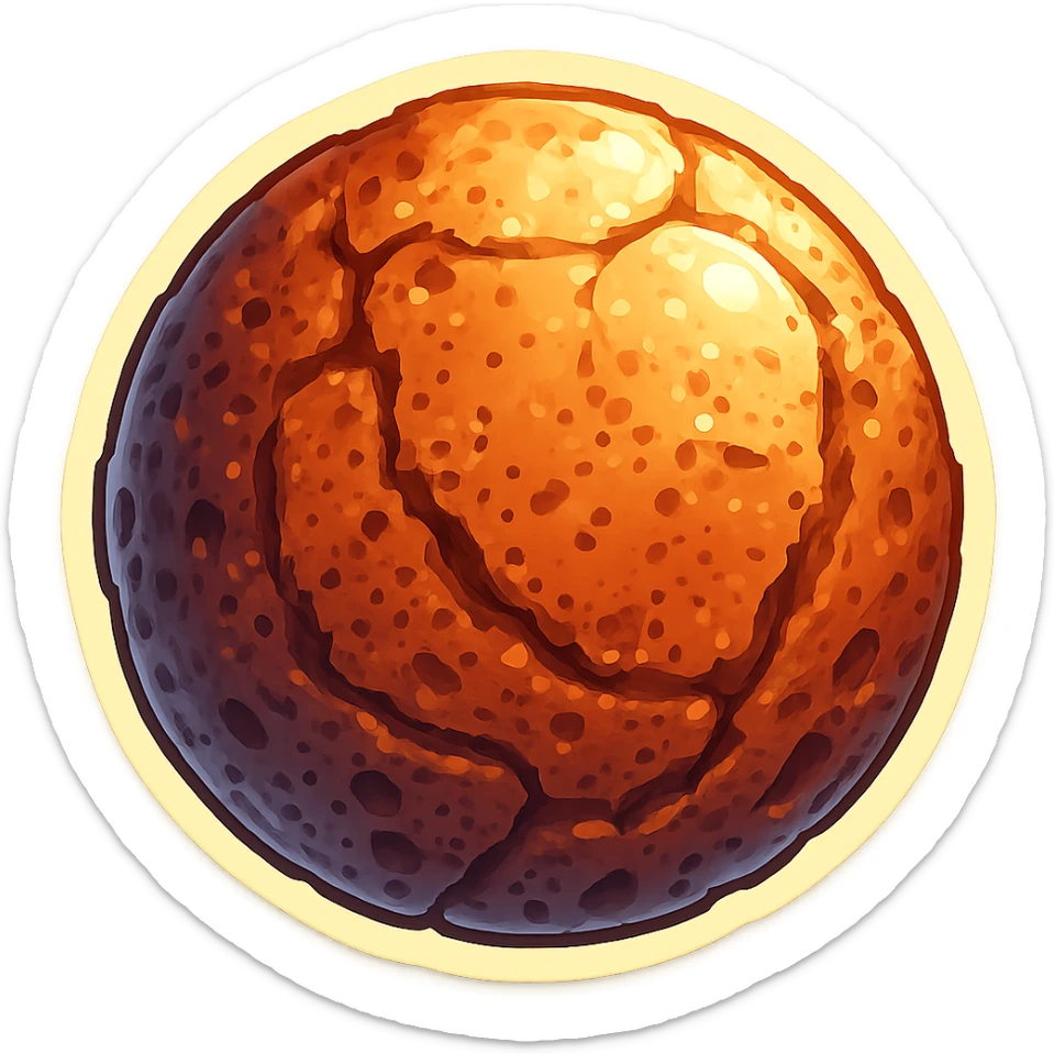 Add more rocky details, deeper pitted marks, and rougher patches to the Mercury planet emoji, keeping the same retro stickers style and transparent background. sticker