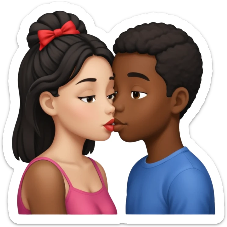 Two nerds kissing one is a girl one is a boy, make the boy black  sticker
