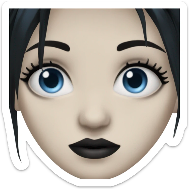 pale skin goth girl black hair blue eyes pretty sticker