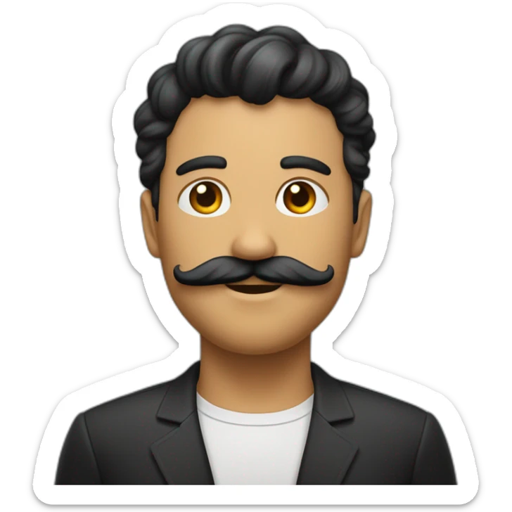 Un mec avec un moustache cheveux noir qui mets son bras en avant sticker