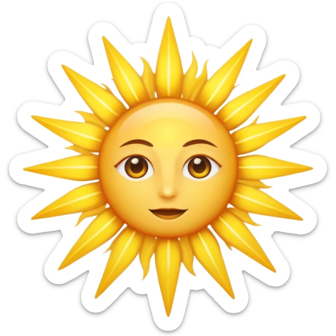 A large, bright sun, with an intense yellow center and golden rays surrounding it, illuminated and vibrant. Take your eyes and mouth away.Faceless  sticker