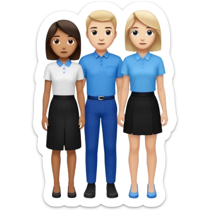 creame elementos graficos sguieendo este mismo modelo pero pensando en que sean para educacion edtech elearnig de ese estilo version hombre joven y mujer joven con colores coprorativos celeste negro blanco  sticker