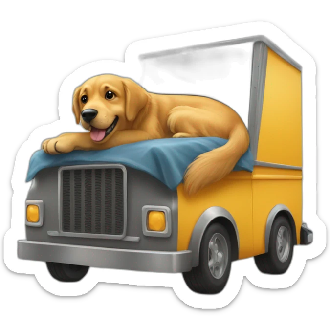 Golden retriever and rottweiller hugging in a moving truck sticker