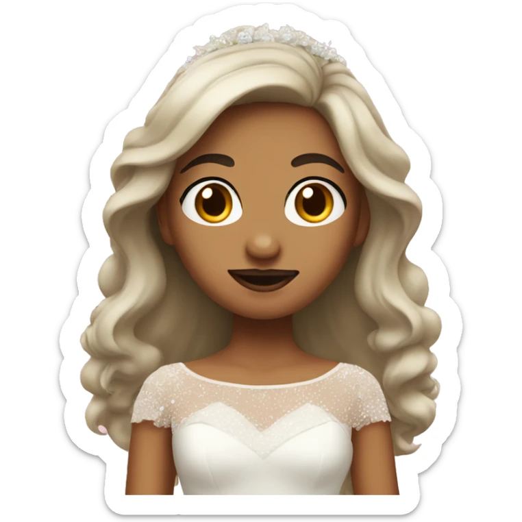 girl with a mustache wearing a wedding dress  sticker