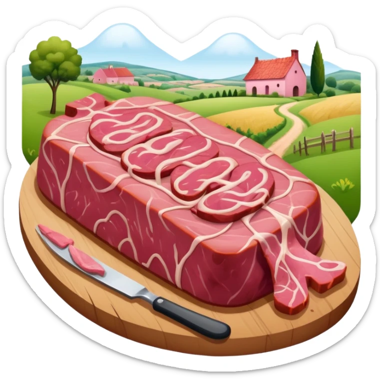 surrealist spam art meat french countryside landscape  sticker