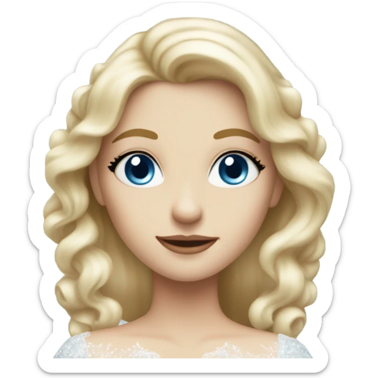 Beautiful blond girl with blue eyes and long wedding dress sticker