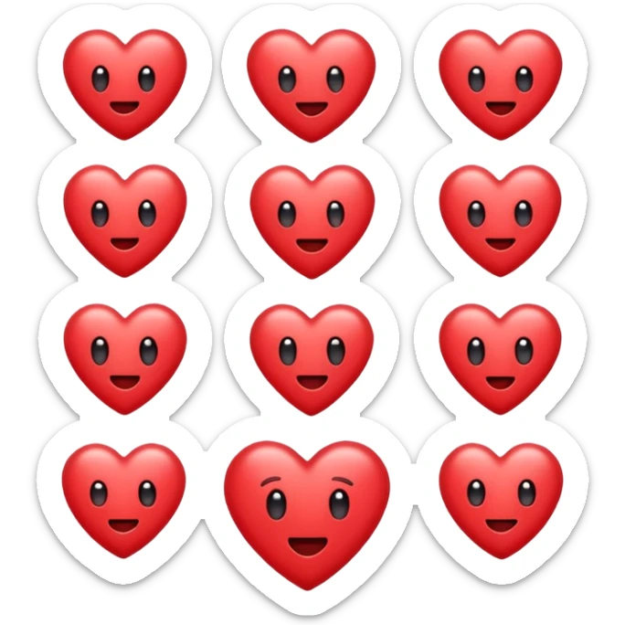 Create a hand drawn flat minimal love reaction emoji for a new social media app sticker