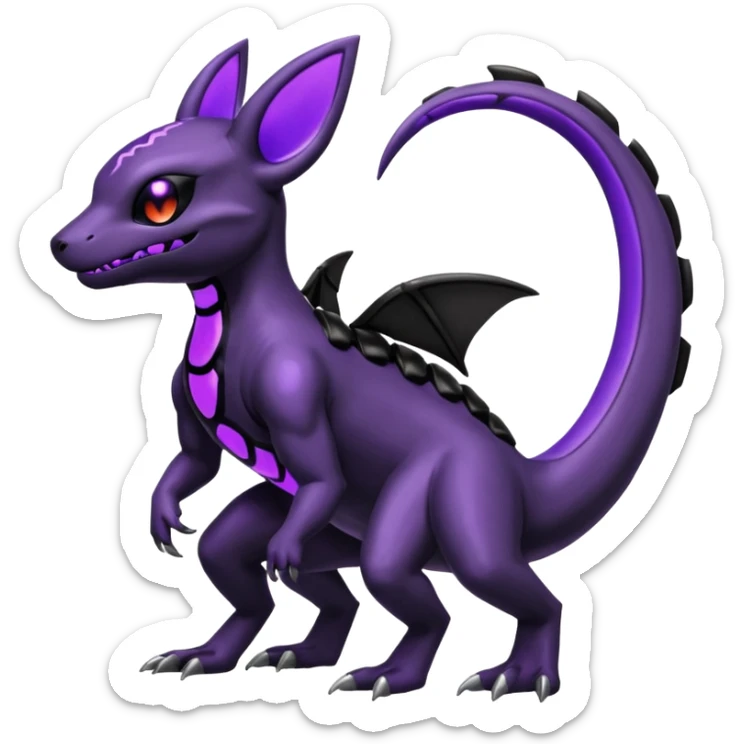 Shiny Evil Dusknoir-Salandit-Umbreon-Fakémon-hybrid-creature (full body)  sticker