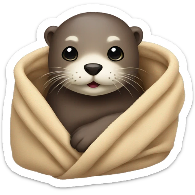 otter cozy in blanket sticker
