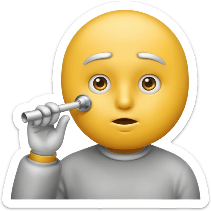 yellow round emoji with furrowed, slanted eyebrows and narrowed, glaring eyes, blowing a silver whistle held by a white-gloved hand. sticker