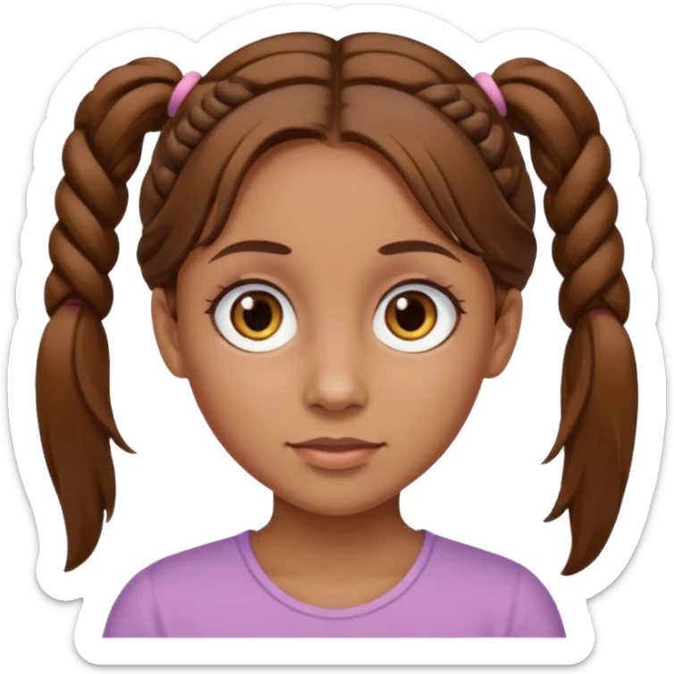 Tan skinned woman with brown hair in pigtails and hazel colored eyes. sticker