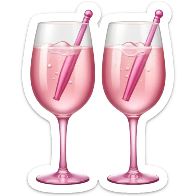 Dos Champagne rosa cruzadas con un listón de moño color rosa claro  sticker