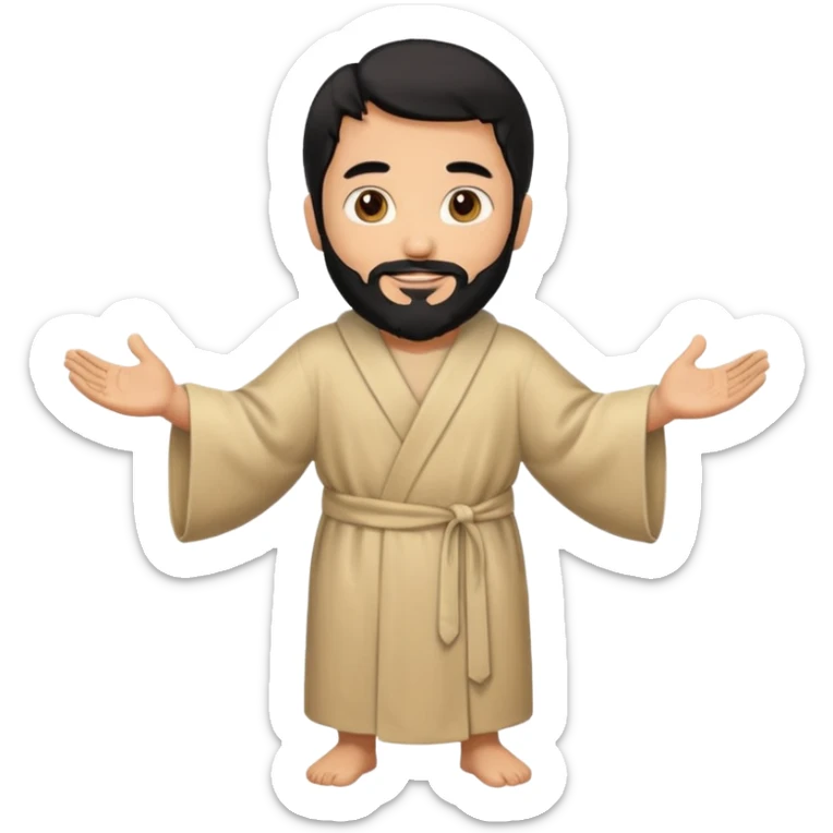 fullbody, head-to-toe, Jesus's apostle Thomas, black hair and black beard, normal emoji style, walking sticker