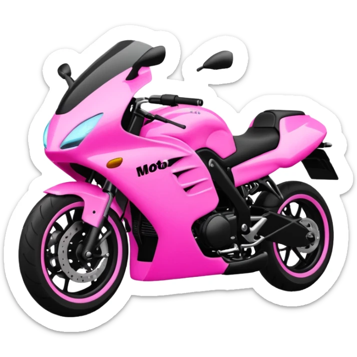 moto sportiva con scritta nera e solo avanti rosa fluorescente  sticker