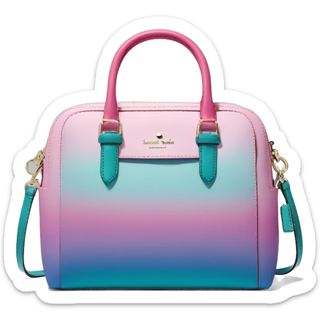 Realistic isolated pink , periwinkle,and teal ombre kate spade satchel purse.  sticker