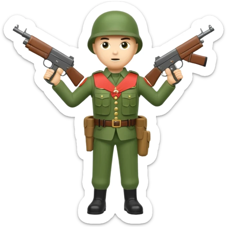 toy soldier with 2 guns and bulletproof vest  sticker