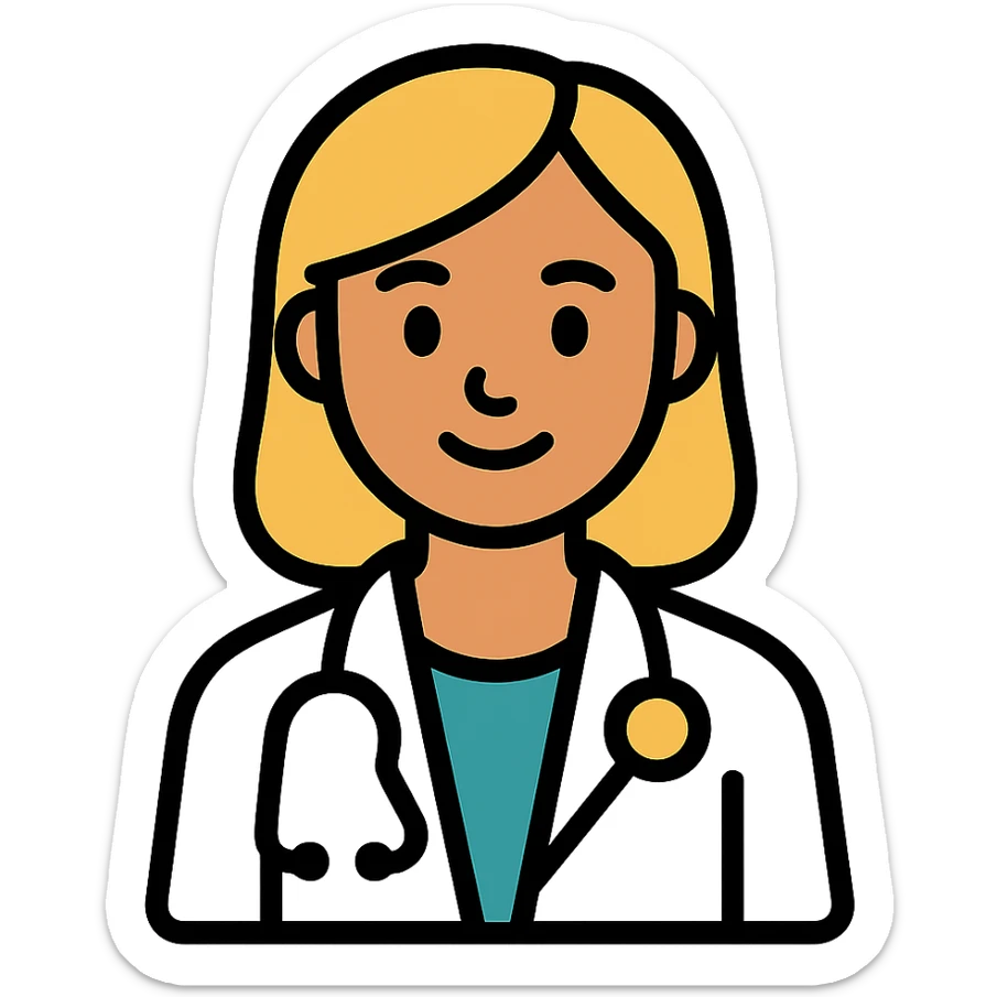 Latina doctor with light blonde hair, professional and friendly sticker
