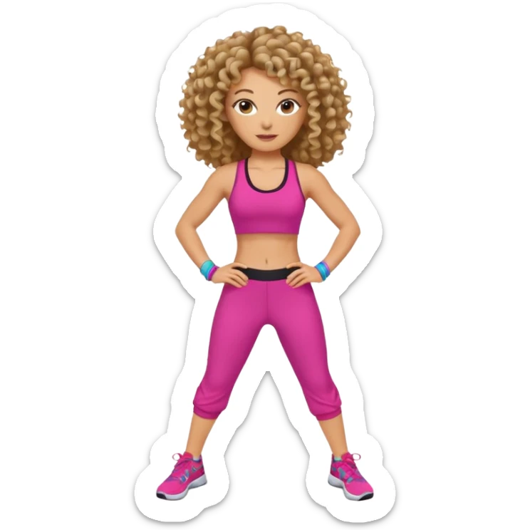 kıvırcık saçlı beyaz zenli zumba hocası sticker