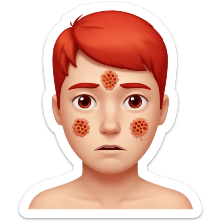 une personne allergique avec des boutons et tout rouge sticker