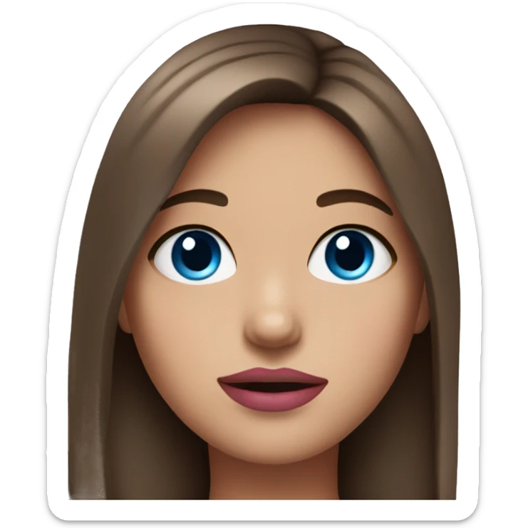 Girl with brown hair and blue eyes and pink lips sticker